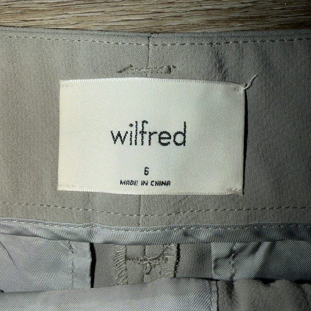 Wilfred Aritzia Grey High Waisted Tie Waist Straight Leg Trousers Size 6 - Picture 2 of 10
